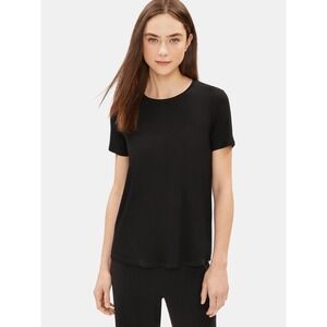 Eileen Fisher Lightweight Viscose Jersey Tee Short Sleeve Black Size Medium‎